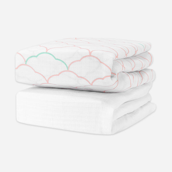 Breathable Organic Mini Crib Sheets (2 Pack, Fits SlumberTot)