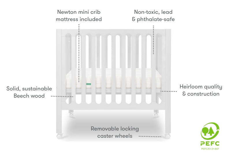 Newton Galileo Mini Crib with Newton Mattress